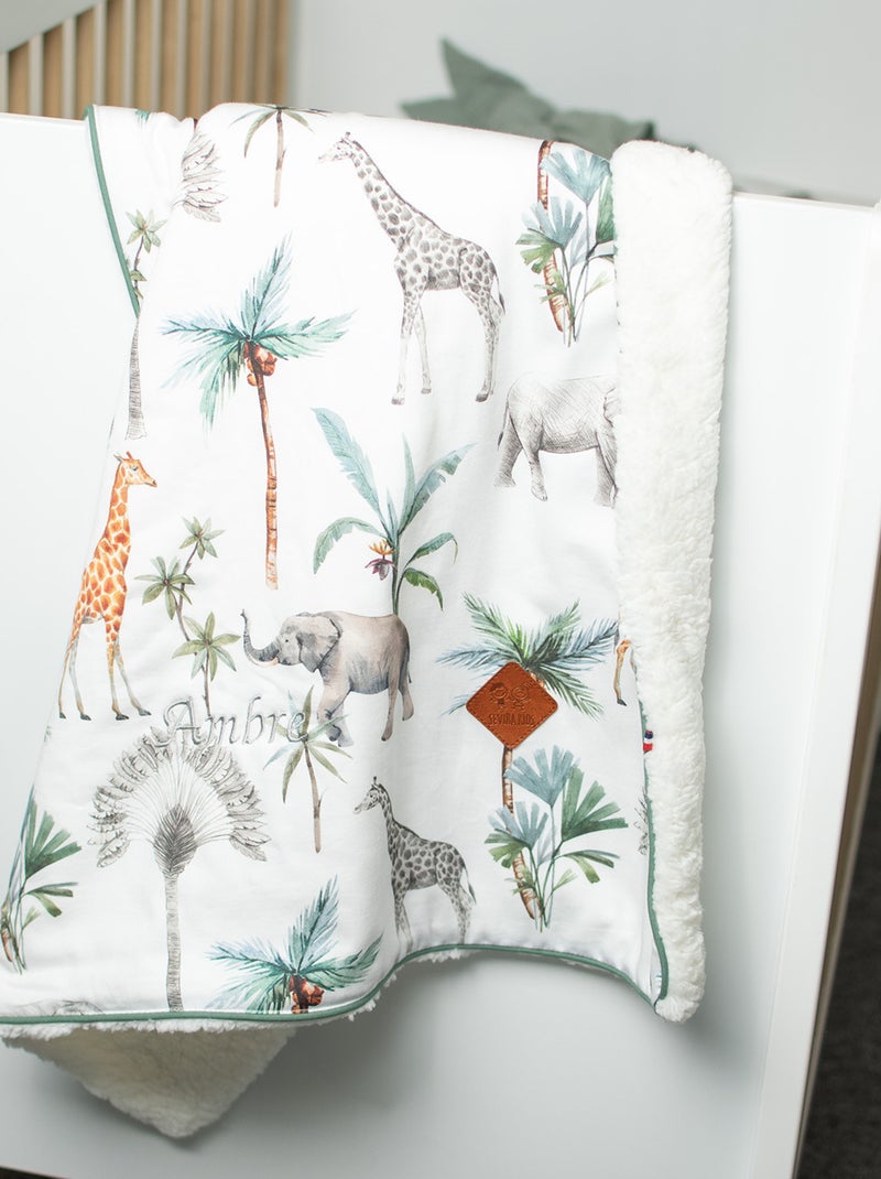 SEVIRA KIDS | Couverture réversible en sherpa Safari Blanc - Kiabi