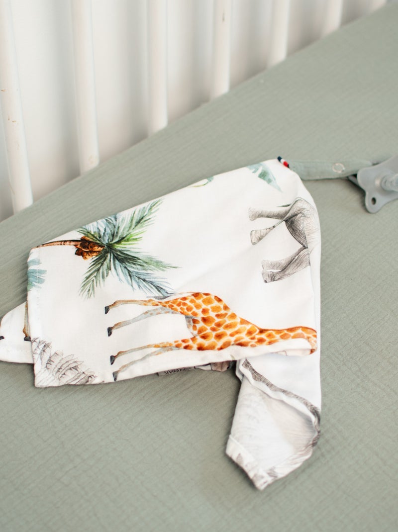 SEVIRA KIDS | Doudou lange attache tétine en coton Safari Vert d'eau - Kiabi