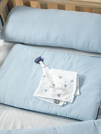 SEVIRA KIDS | Doudou lange attache tétine en gaze de coton Bleuet