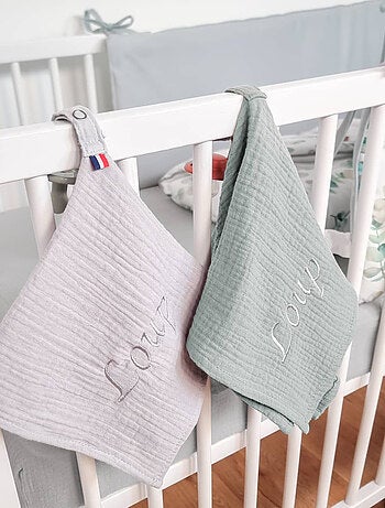 SEVIRA KIDS | Doudou lange attache tétine en gaze de coton Bleuet