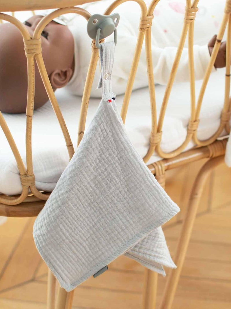 SEVIRA KIDS | Doudou lange attache tétine en gaze de coton Jeanne Blanc - Kiabi