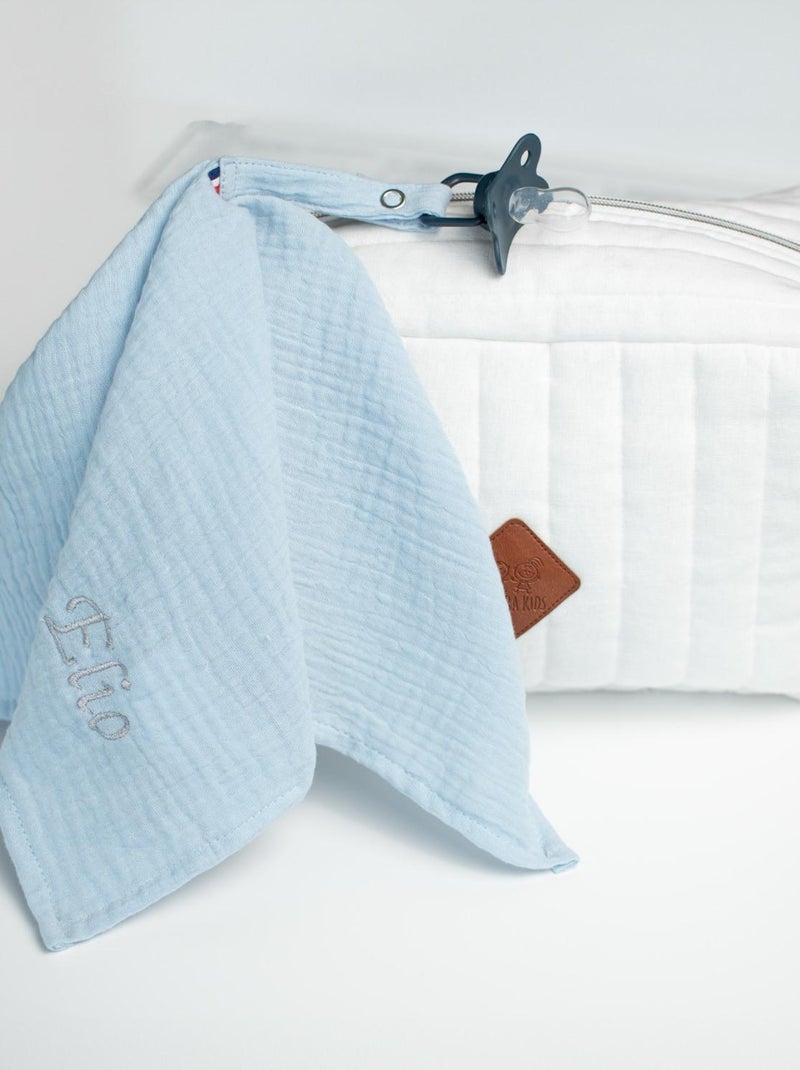 SEVIRA KIDS | Doudou lange attache tétine en gaze de coton Jeanne Bleu - Kiabi