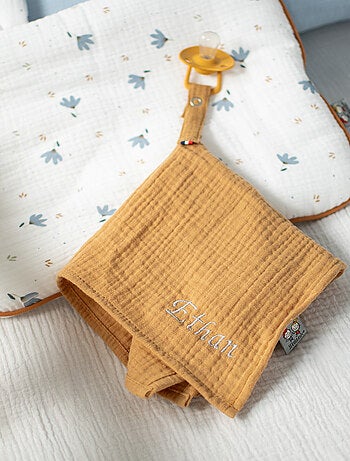 SEVIRA KIDS | Doudou lange attache tétine en gaze de coton Jeanne
