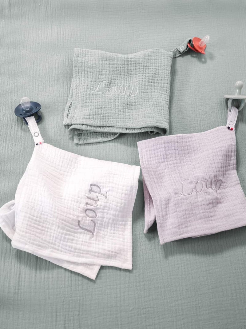 SEVIRA KIDS | Doudou lange attache tétine en gaze de coton Jeanne Vert d'eau - Kiabi