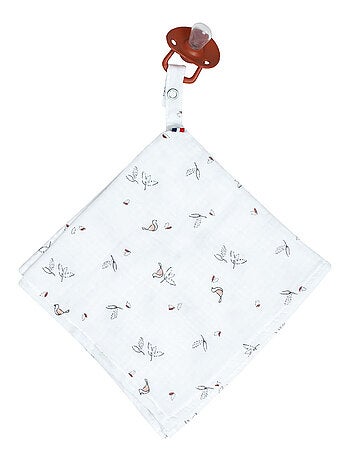 SEVIRA KIDS | Doudou lange attache tétine en gaze de coton Melody