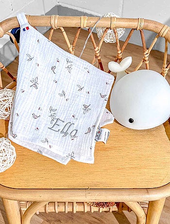 SEVIRA KIDS | Doudou lange attache tétine en gaze de coton Melody