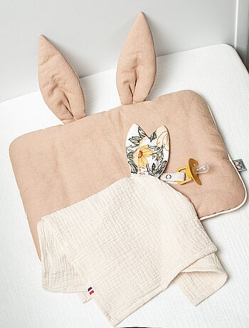 SEVIRA KIDS | Doudou lapin attache tétine en gaze de coton Néo Vintage