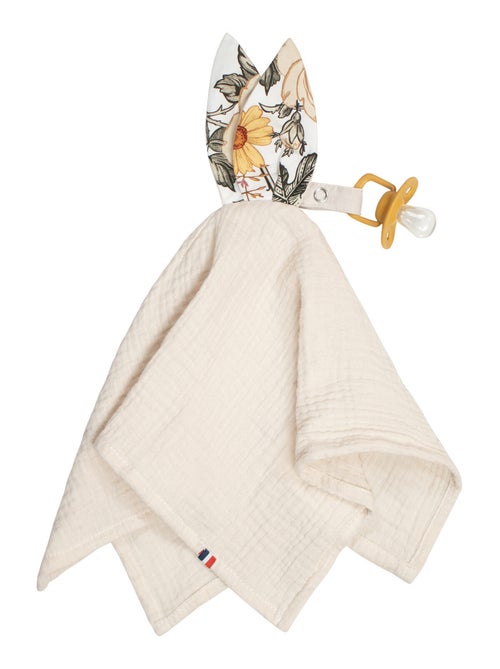 SEVIRA KIDS | Doudou lapin attache tétine en gaze de coton Néo Vintage - Kiabi