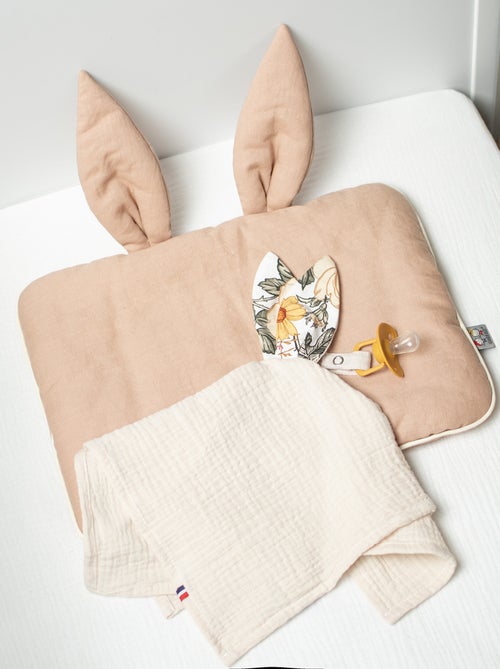 SEVIRA KIDS | Doudou lapin attache tétine en gaze de coton Néo Vintage - Kiabi