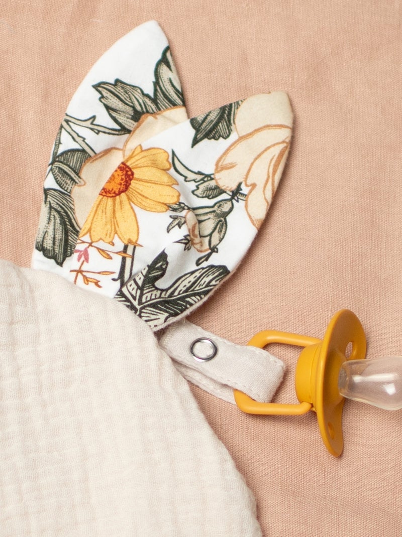 SEVIRA KIDS | Doudou lapin attache tétine en gaze de coton Néo Vintage Beige - Kiabi