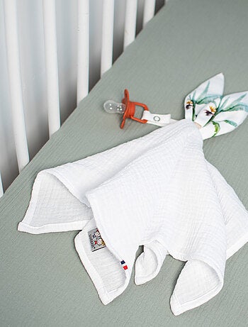 SEVIRA KIDS | Doudou lapin attache tétine en gaze de coton Safari