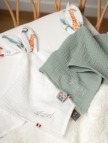 SEVIRA KIDS | Doudou lapin attache tétine en gaze de coton Safari