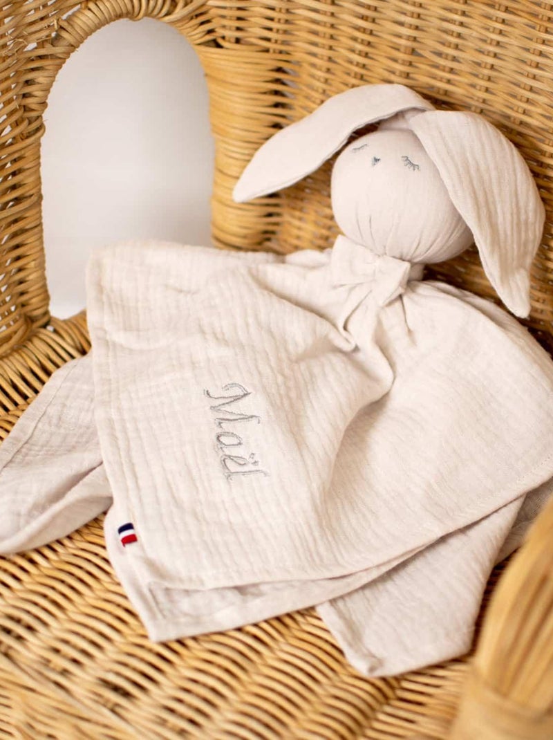SEVIRA KIDS | Doudou Lapin  en gaze de coton Jeanne Beige - Kiabi