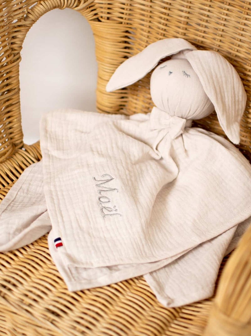 SEVIRA KIDS | Doudou Lapin  en gaze de coton Jeanne Gris - Kiabi
