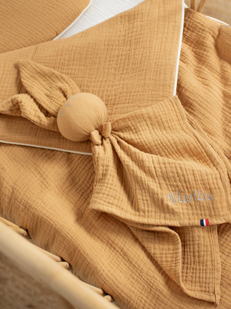 SEVIRA KIDS | Doudou Lapin  en gaze de coton Jeanne Marron clair - Kiabi