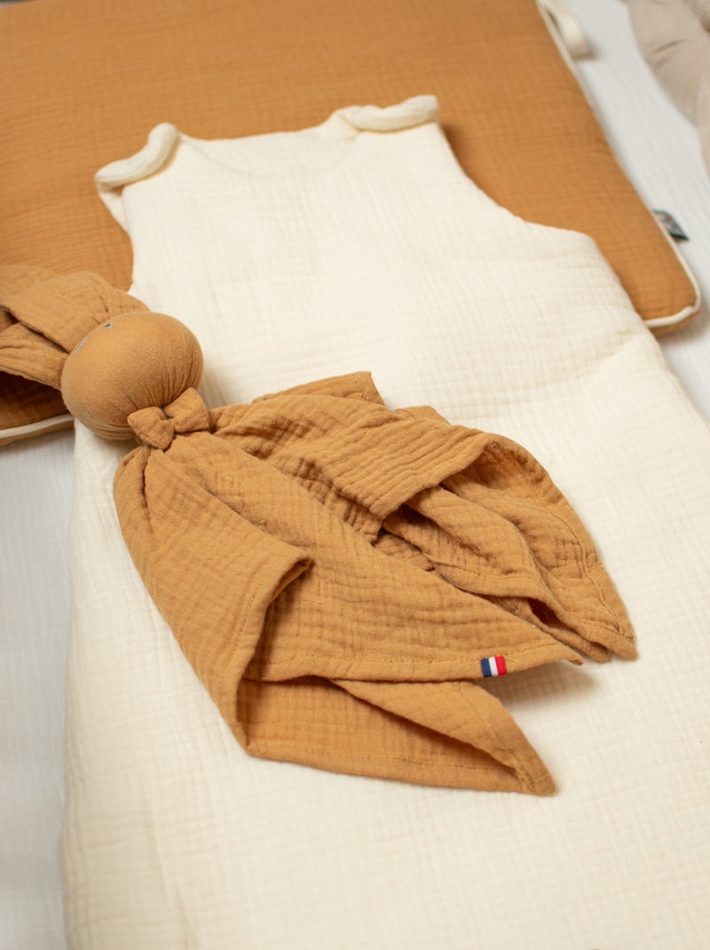 SEVIRA KIDS | Doudou Lapin  en gaze de coton Jeanne Marron clair - Kiabi