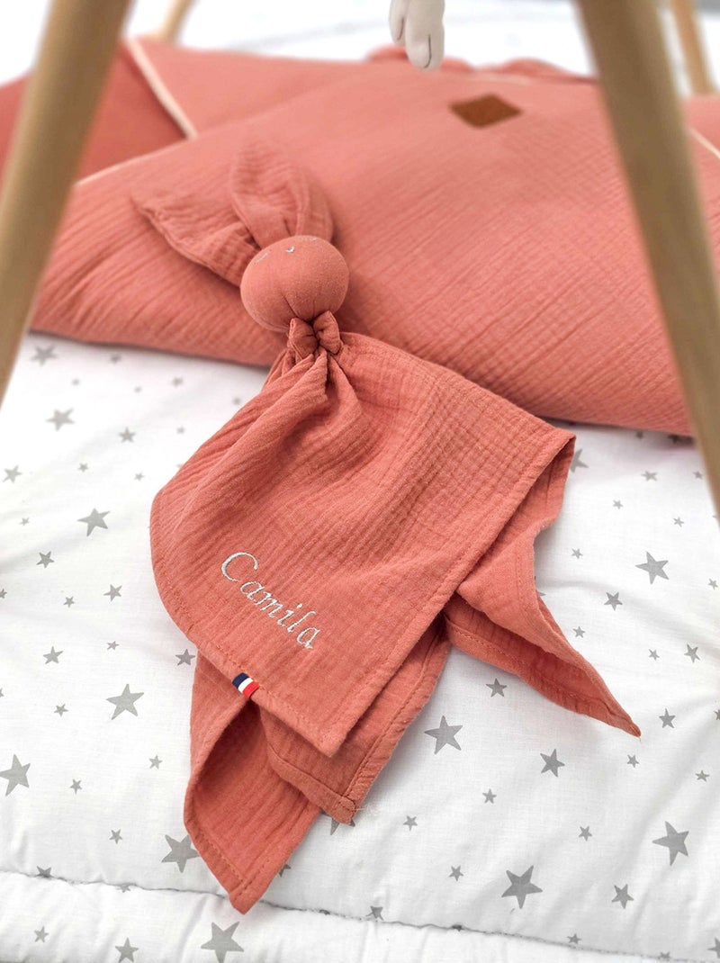 SEVIRA KIDS | Doudou Lapin  en gaze de coton Jeanne Marron - Kiabi
