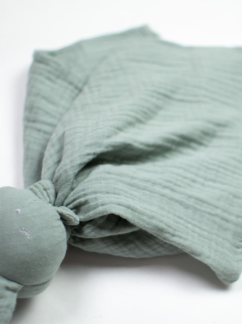 SEVIRA KIDS | Doudou Lapin  en gaze de coton Jeanne Vert d'eau - Kiabi