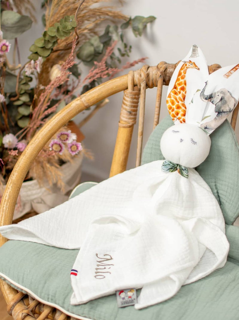 SEVIRA KIDS | Doudou lapin  en gaze de coton Safari Blanc - Kiabi