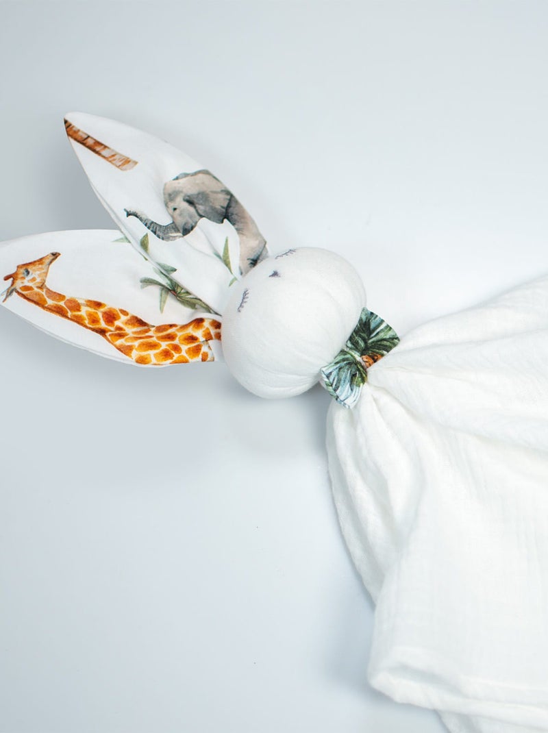 SEVIRA KIDS | Doudou lapin  en gaze de coton Safari Blanc - Kiabi