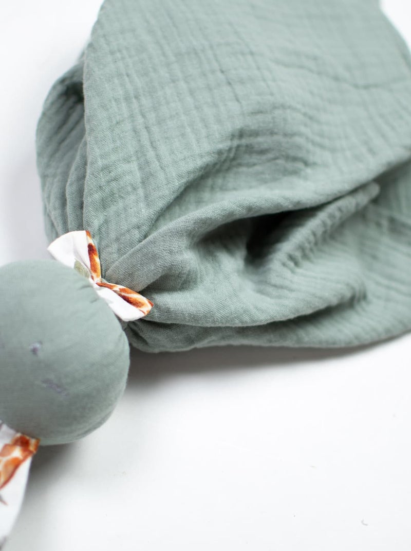 SEVIRA KIDS | Doudou lapin  en gaze de coton Safari Vert - Kiabi