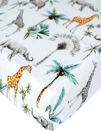 SEVIRA KIDS | Drap housse berceau en coton Safari