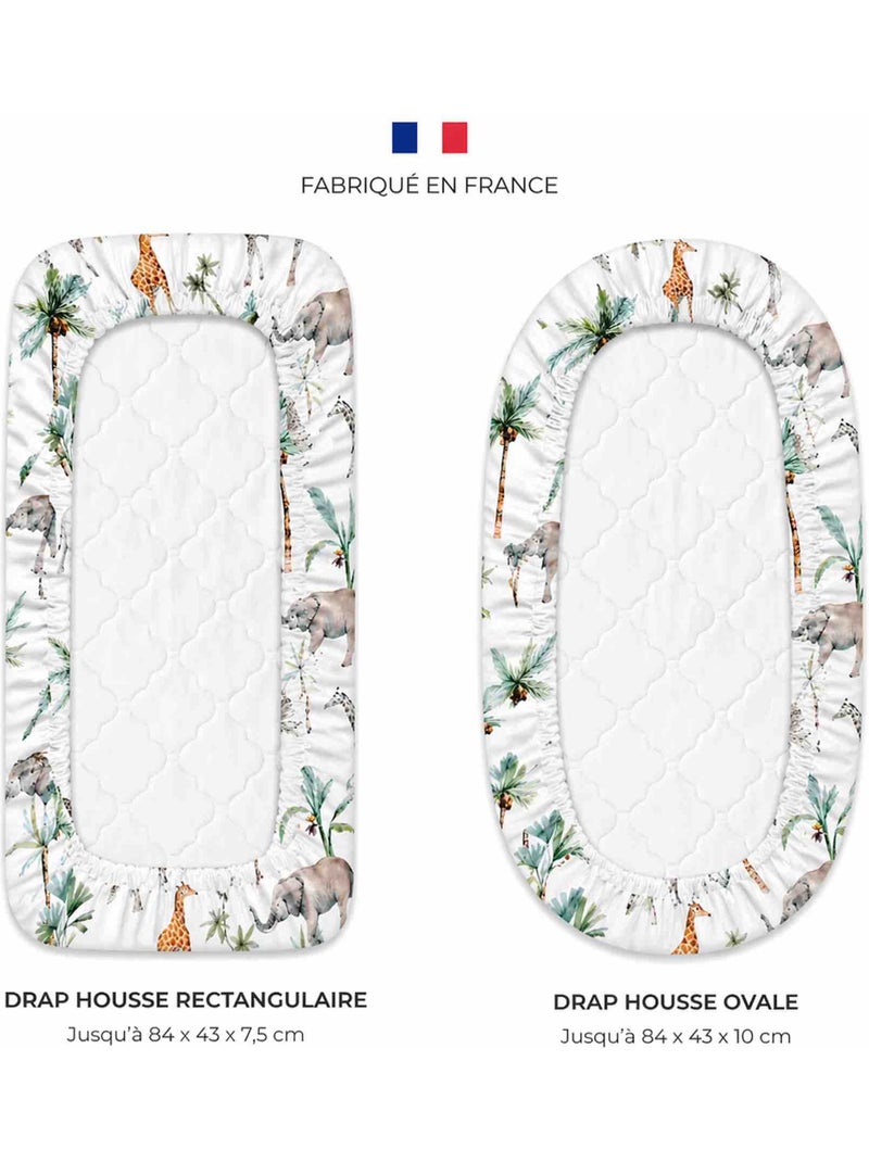 SEVIRA KIDS | Drap housse berceau en coton Safari Vert d'eau - Kiabi