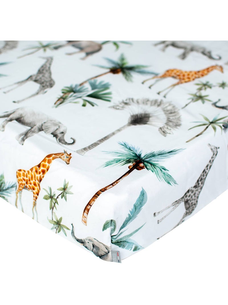 SEVIRA KIDS | Drap housse berceau en coton Safari Vert d'eau - Kiabi