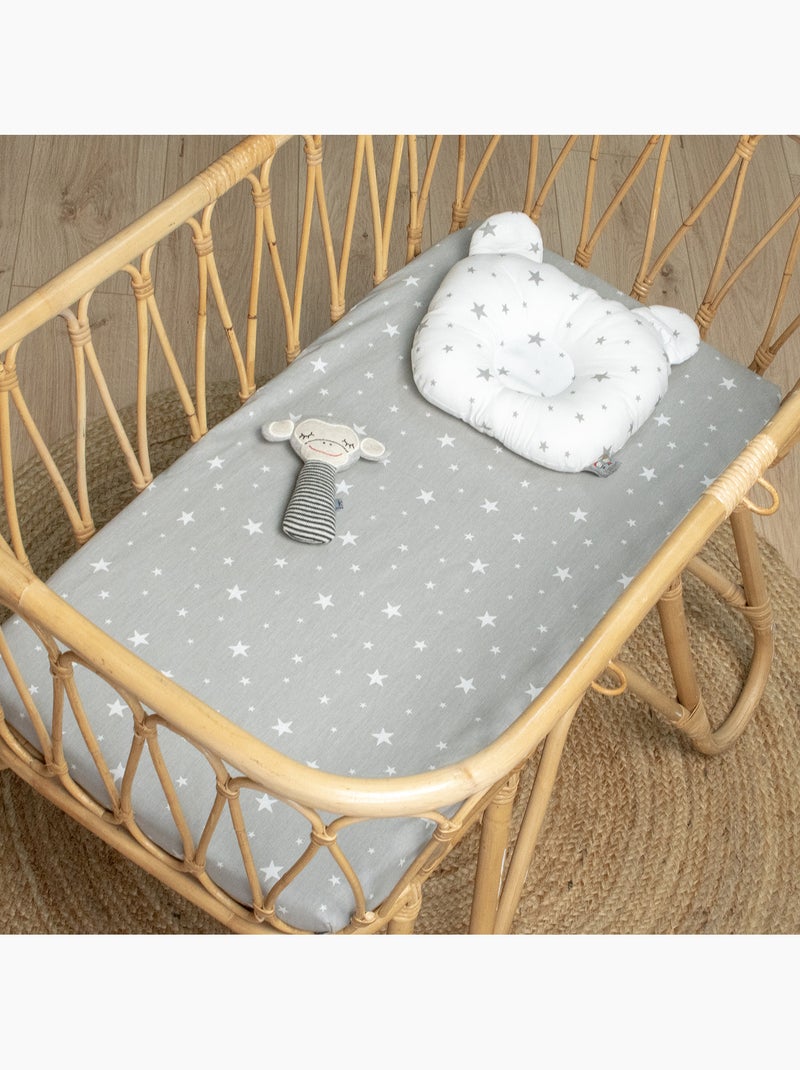 Sevira kids | drap housse berceau en coton stella Gris Blanc - Kiabi