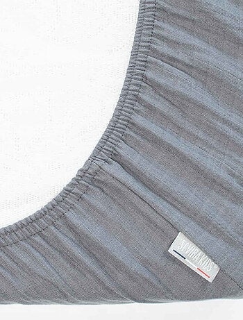 SEVIRA KIDS | Drap housse berceau en gaze de coton à carreaux