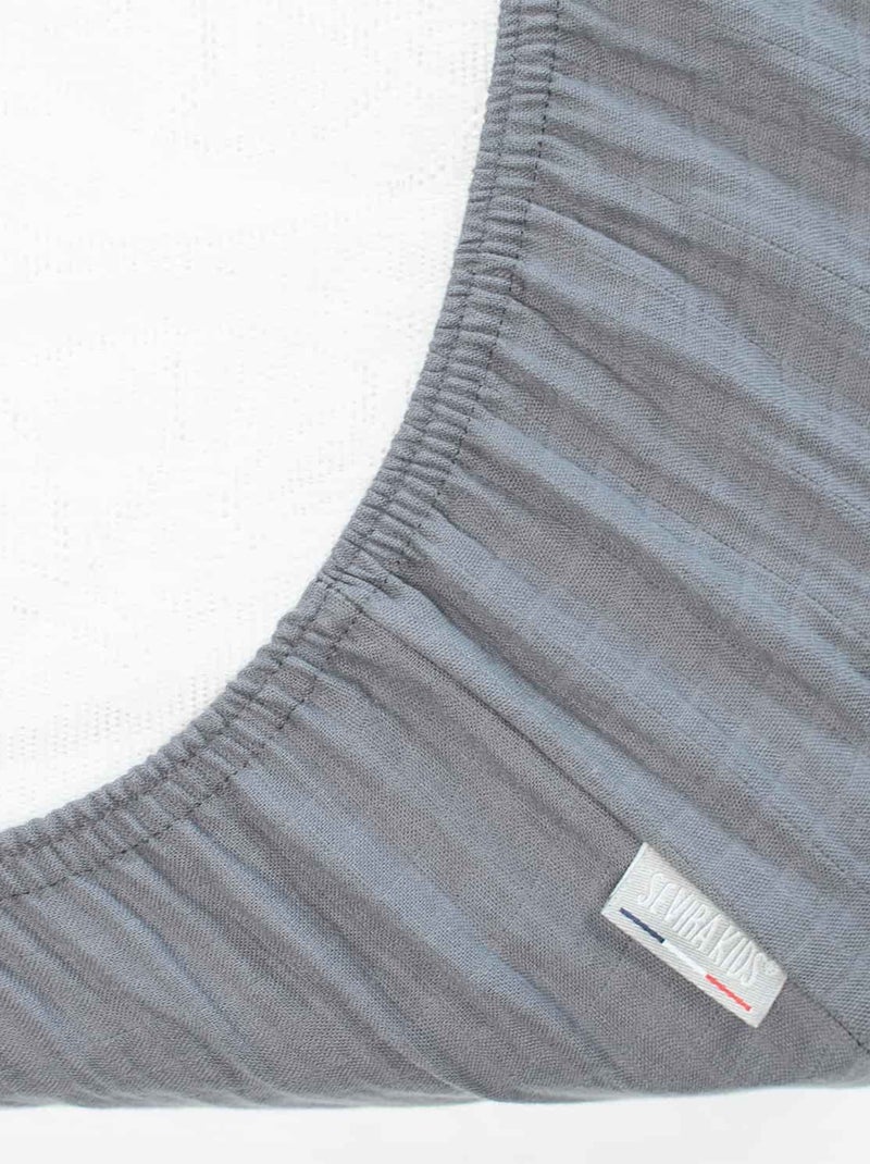 SEVIRA KIDS | Drap housse berceau en gaze de coton à carreaux Gris foncé - Kiabi