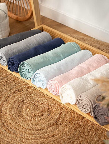 SEVIRA KIDS | Drap housse berceau en gaze de coton à carreaux