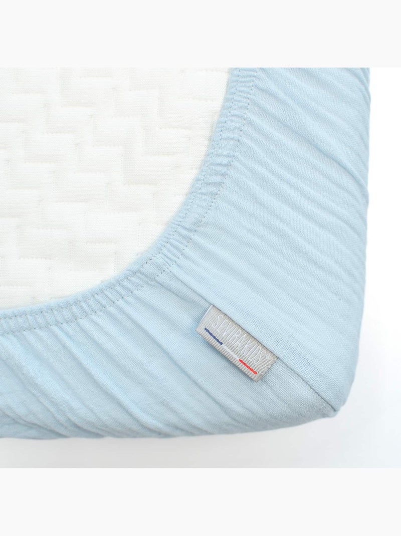 SEVIRA KIDS | Drap housse berceau en gaze de coton Jeanne Bleu - Kiabi