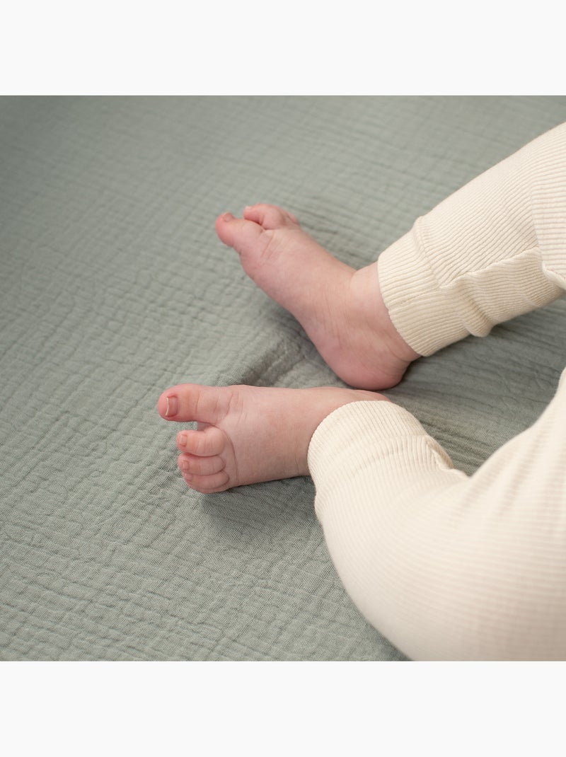 SEVIRA KIDS | Drap housse berceau en gaze de coton Jeanne Bleu - Kiabi
