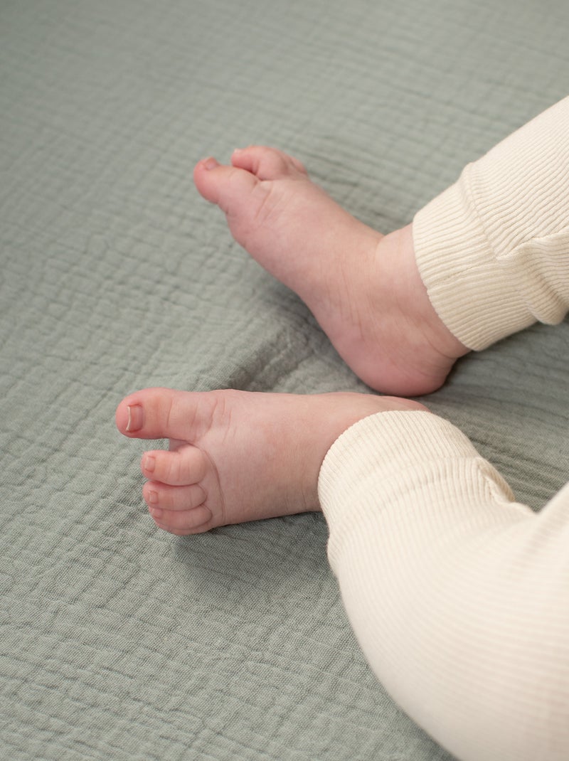 SEVIRA KIDS | Drap housse berceau en gaze de coton Jeanne Vert d'eau - Kiabi