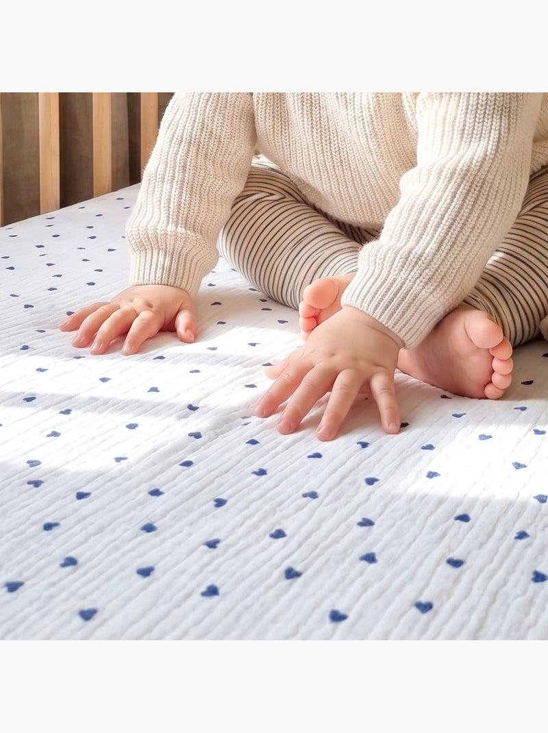 SEVIRA KIDS | Drap housse berceau en gaze de coton Lovio Bleu - Kiabi