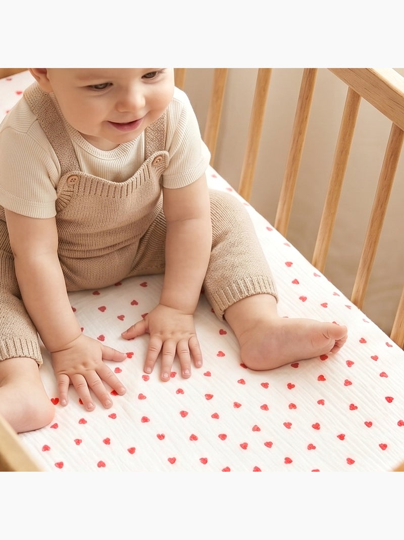 SEVIRA KIDS | Drap housse berceau en gaze de coton Lovio Rouge - Kiabi