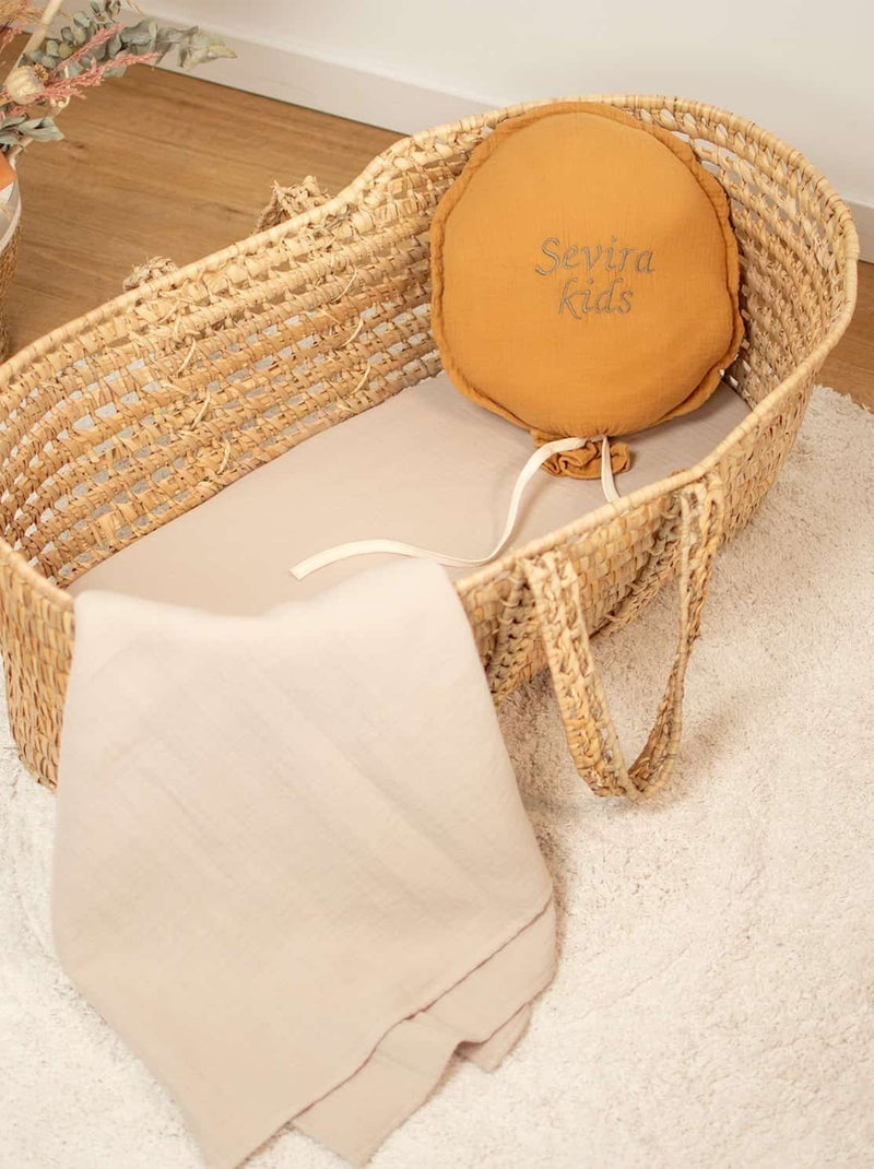 SEVIRA KIDS | Drap housse couffin en double gaze à carreaux Beige - Kiabi