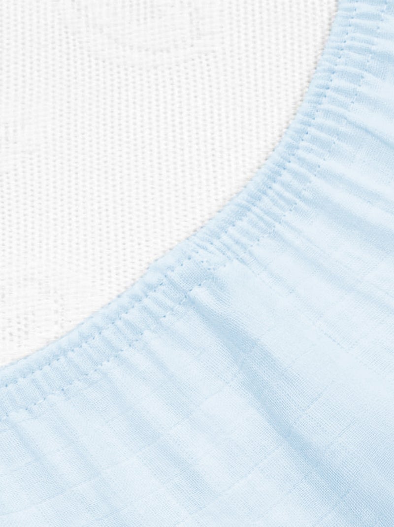 SEVIRA KIDS | Drap housse couffin en double gaze à carreaux Bleu - Kiabi