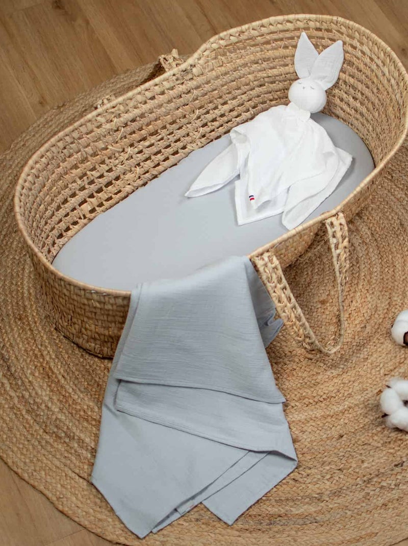 SEVIRA KIDS | Drap housse couffin en double gaze à carreaux Gris - Kiabi