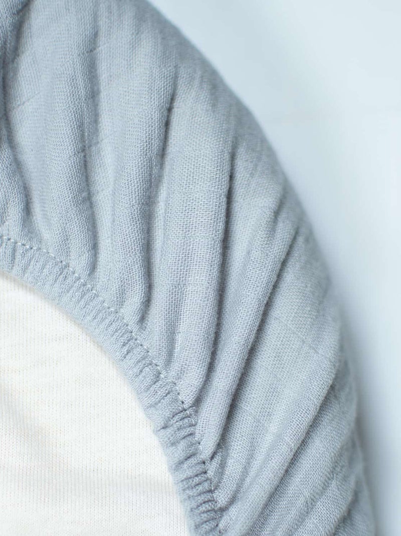 SEVIRA KIDS | Drap housse couffin en double gaze à carreaux Gris - Kiabi