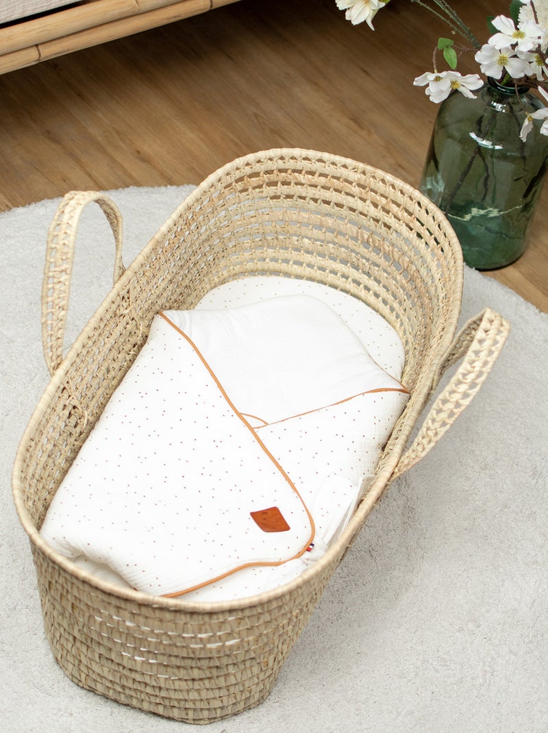 SEVIRA KIDS | Drap housse couffin ovale en gaze de coton Jeanne Blanc Doré - Kiabi