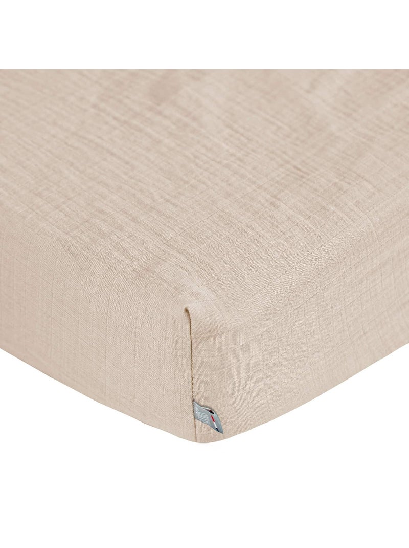 SEVIRA KIDS | Drap housse en gaze de coton à carreaux Beige - Kiabi
