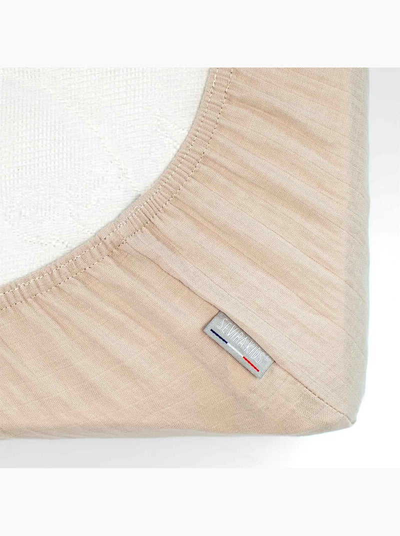 SEVIRA KIDS | Drap housse en gaze de coton à carreaux Beige - Kiabi