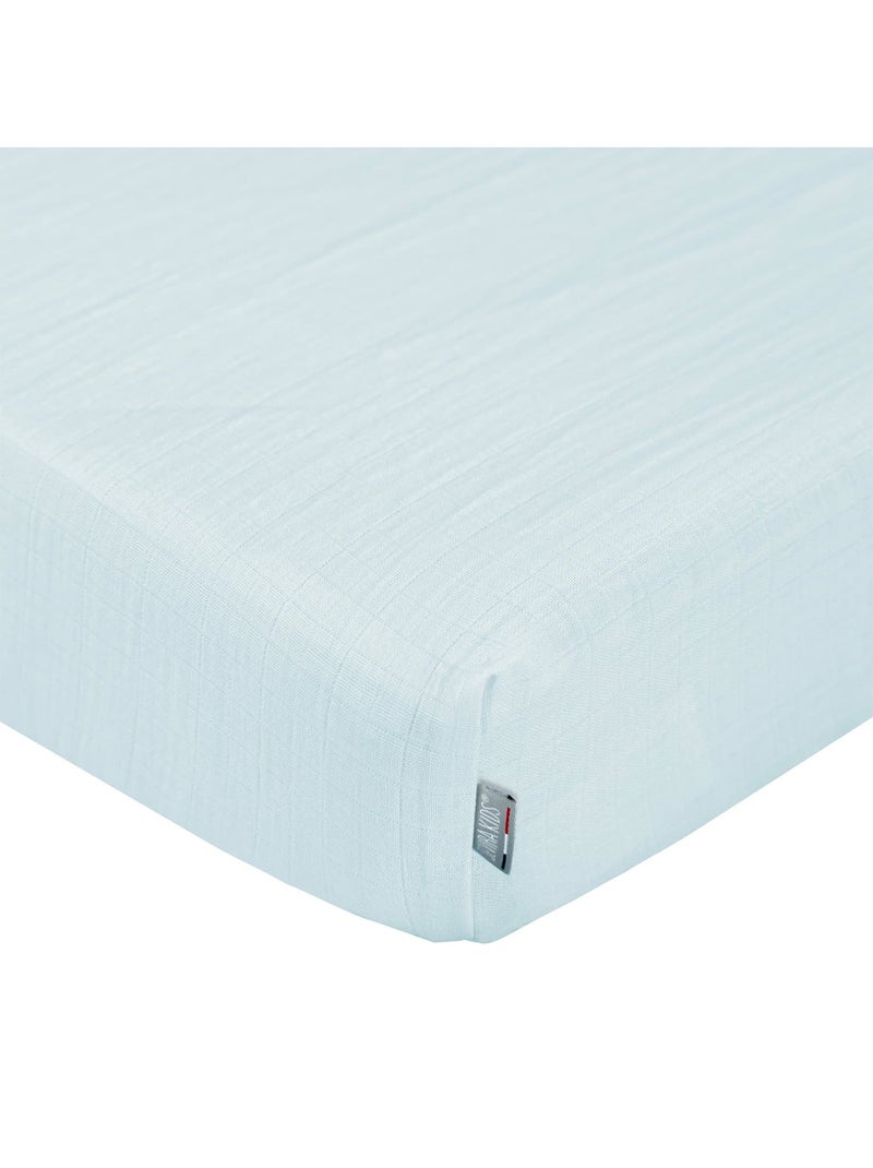 SEVIRA KIDS | Drap housse en gaze de coton à carreaux Bleu - Kiabi