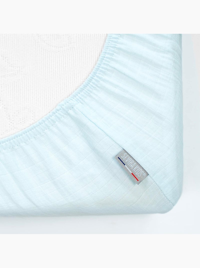 SEVIRA KIDS | Drap housse en gaze de coton à carreaux Bleu - Kiabi