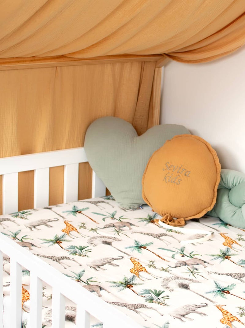 SEVIRA KIDS | Drap-housse en satin de coton Safari Vert d'eau - Kiabi