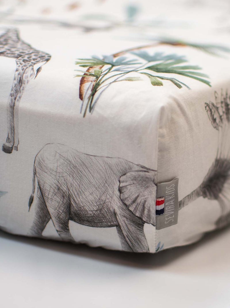 SEVIRA KIDS | Drap-housse en satin de coton Safari Vert d'eau - Kiabi