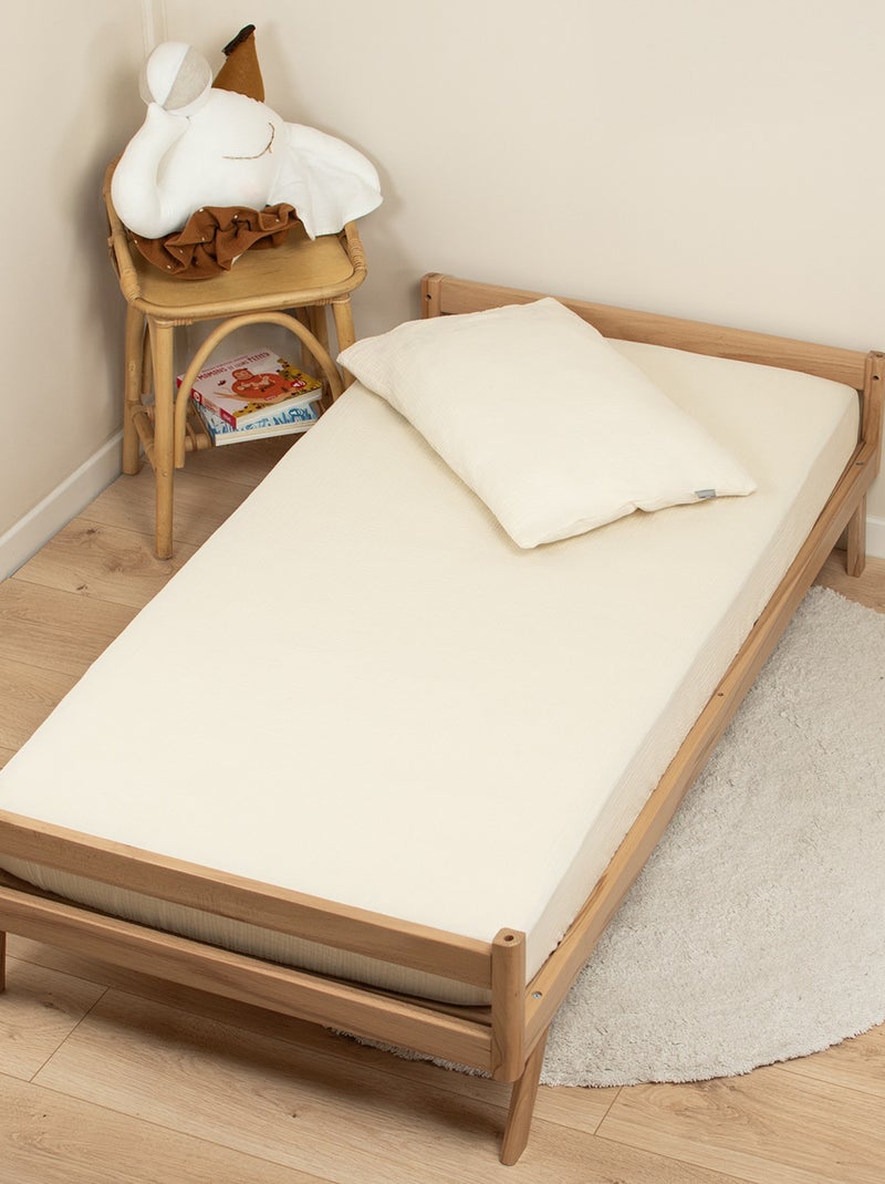 SEVIRA KIDS | Drap housse uni en gaze de coton Ecru - Kiabi