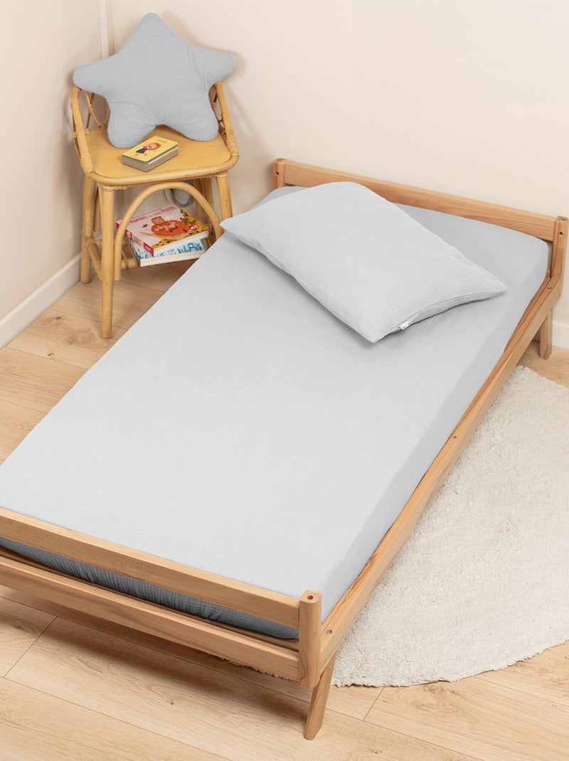 SEVIRA KIDS | Drap housse uni en gaze de coton Gris - Kiabi
